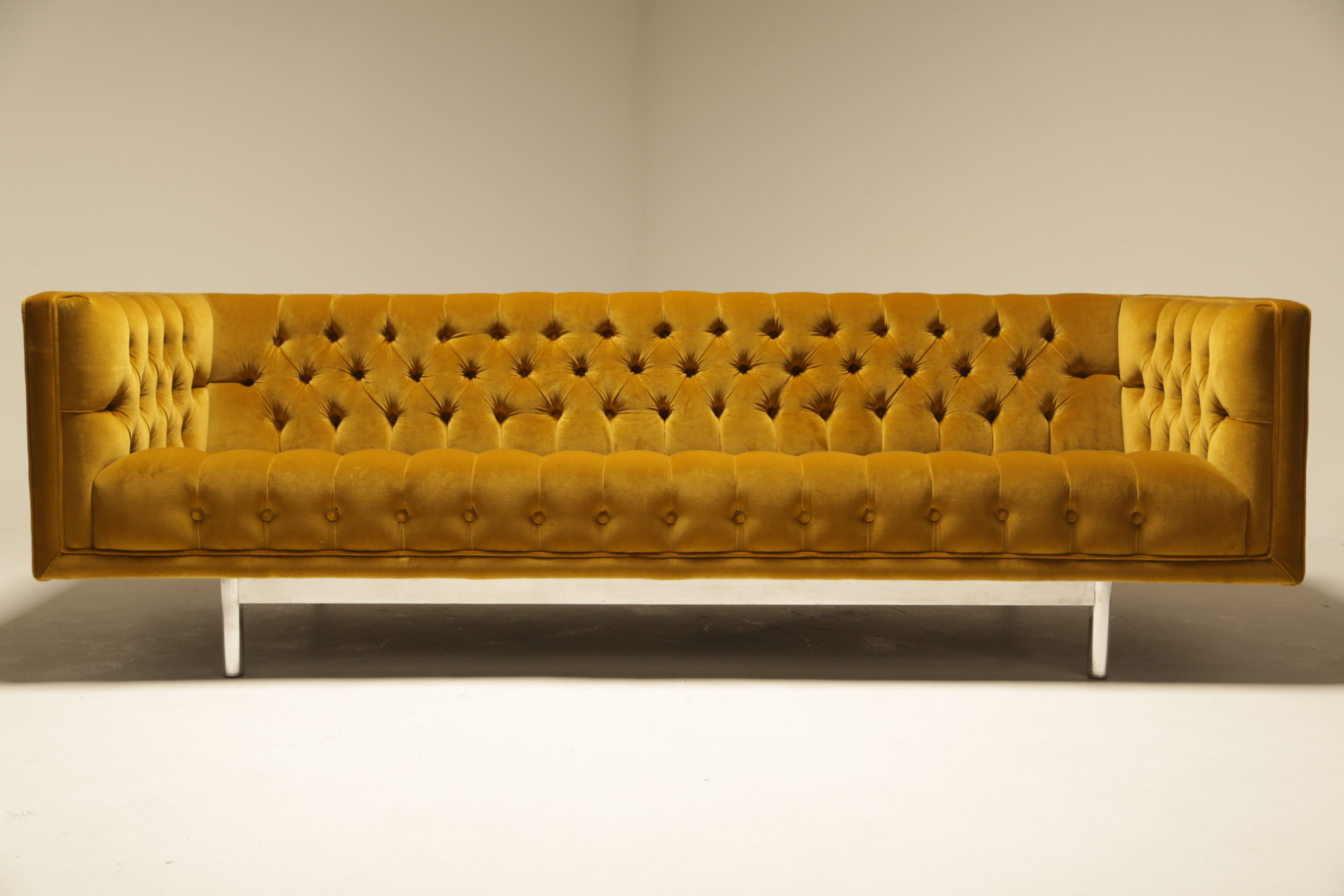 Gold Velvet Deep Buttoned Chesterfield Sofa by Jack Cartwright Inc.