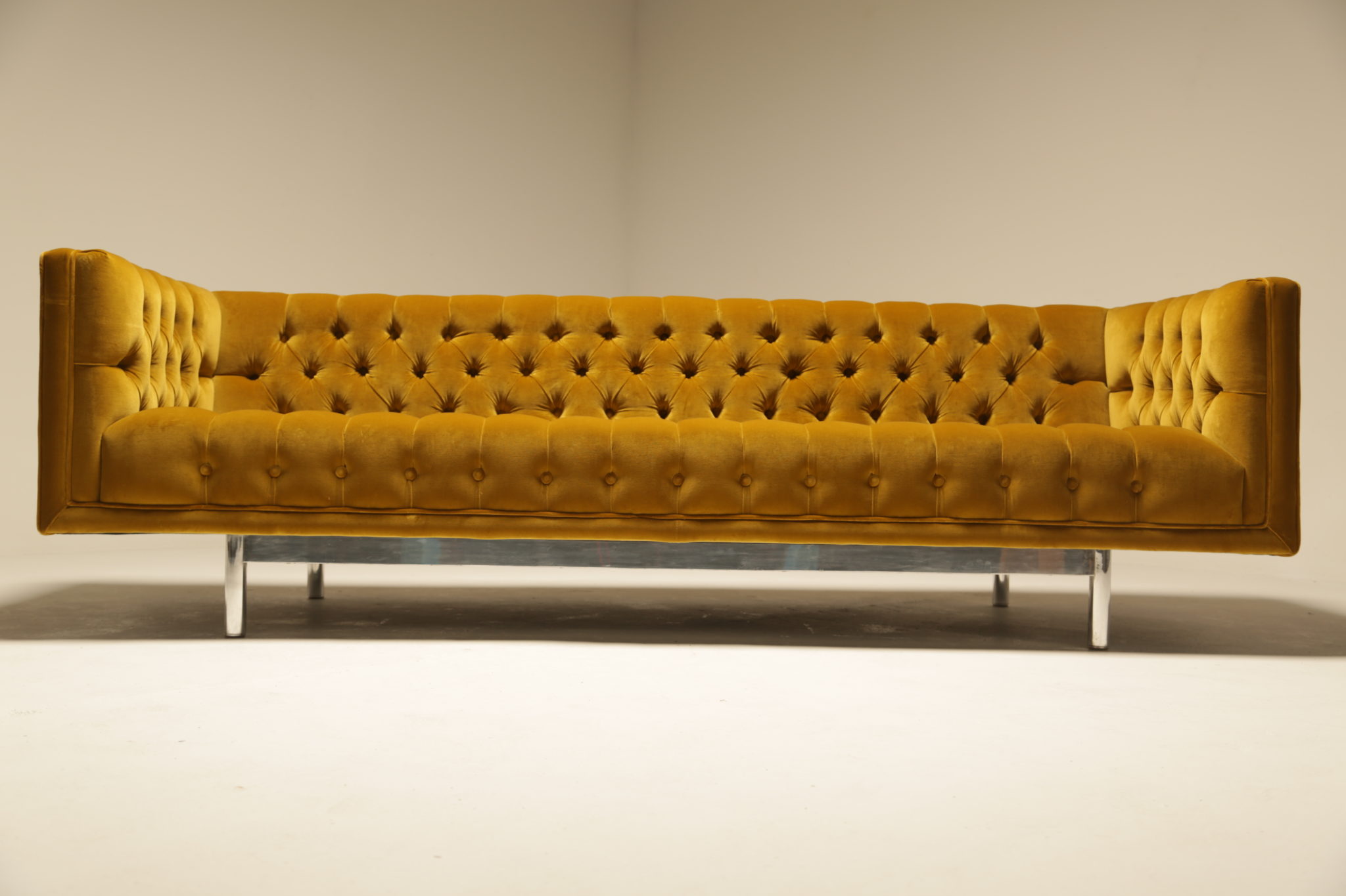 Gold Velvet Deep Buttoned Chesterfield Sofa by Jack Cartwright Inc.