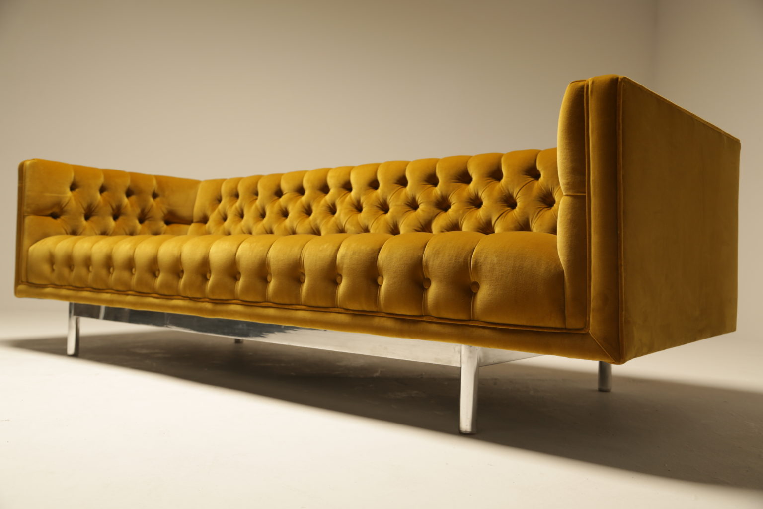 Gold Velvet Deep Buttoned Chesterfield Sofa by Jack Cartwright Inc.