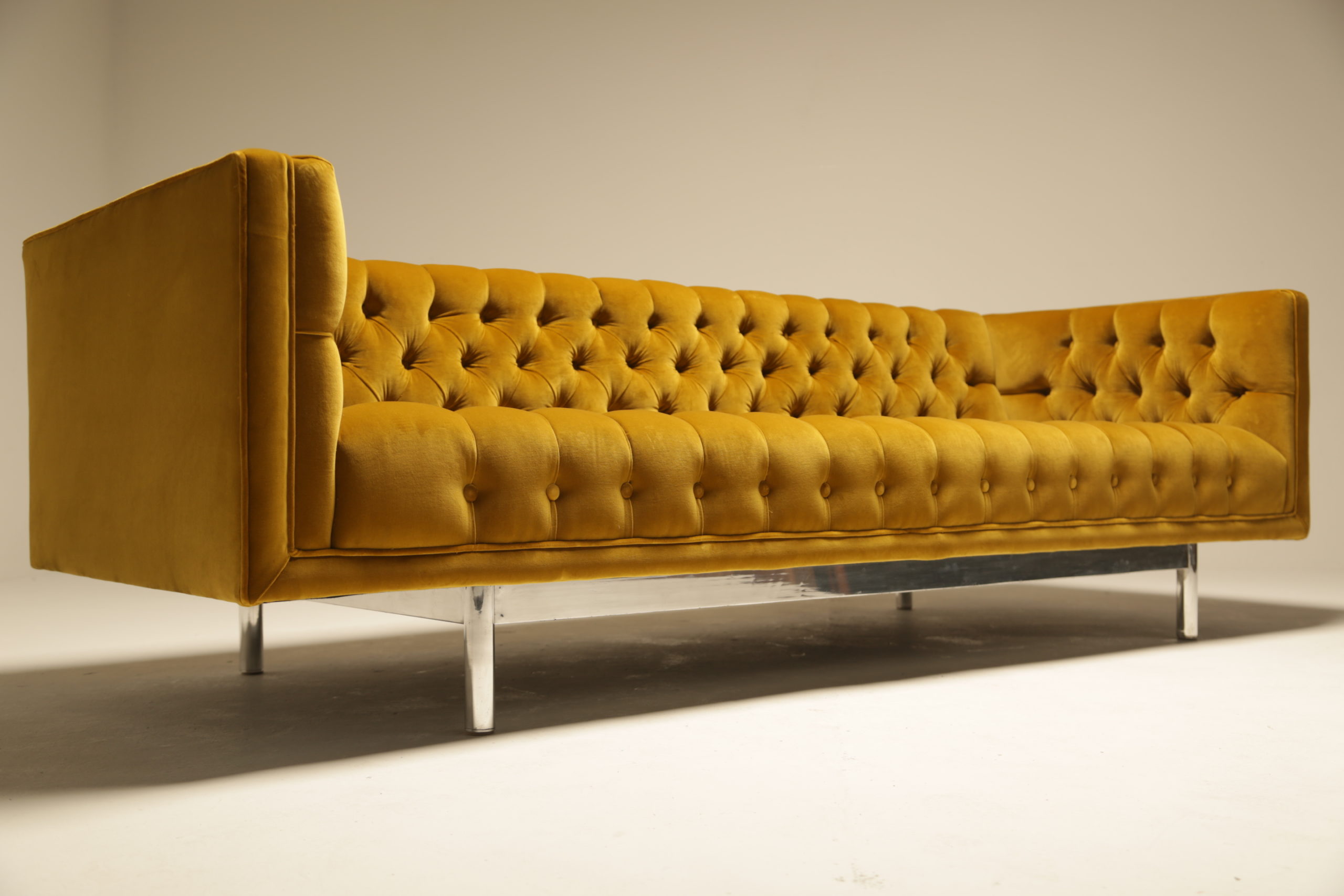 Gold Velvet Deep Buttoned Chesterfield Sofa by Jack Cartwright Inc.
