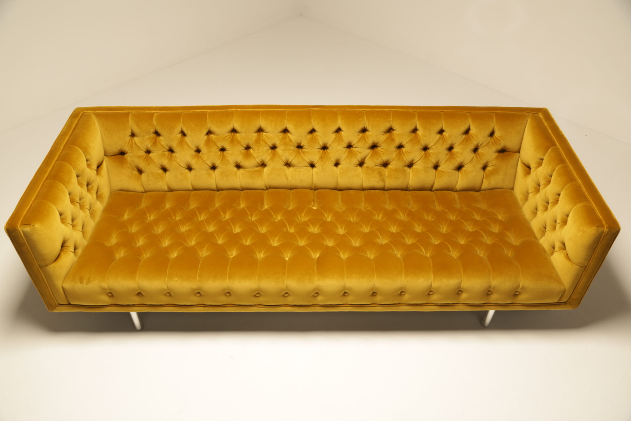 Gold Velvet Deep Buttoned Chesterfield Sofa by Jack Cartwright Inc.