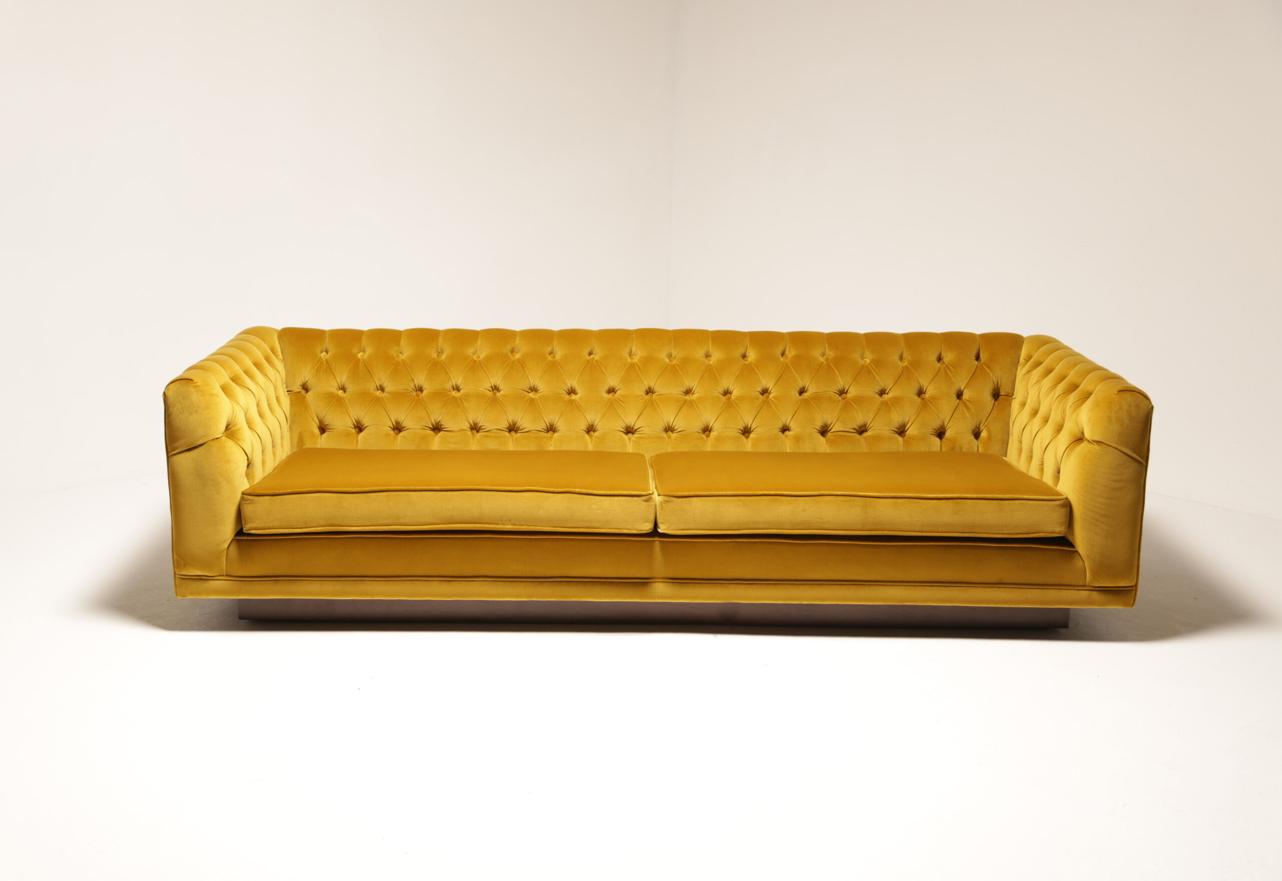 Exclusive Vintage Chesterfield Sofa in Cotton Gold Velvet | The Vintage Hub