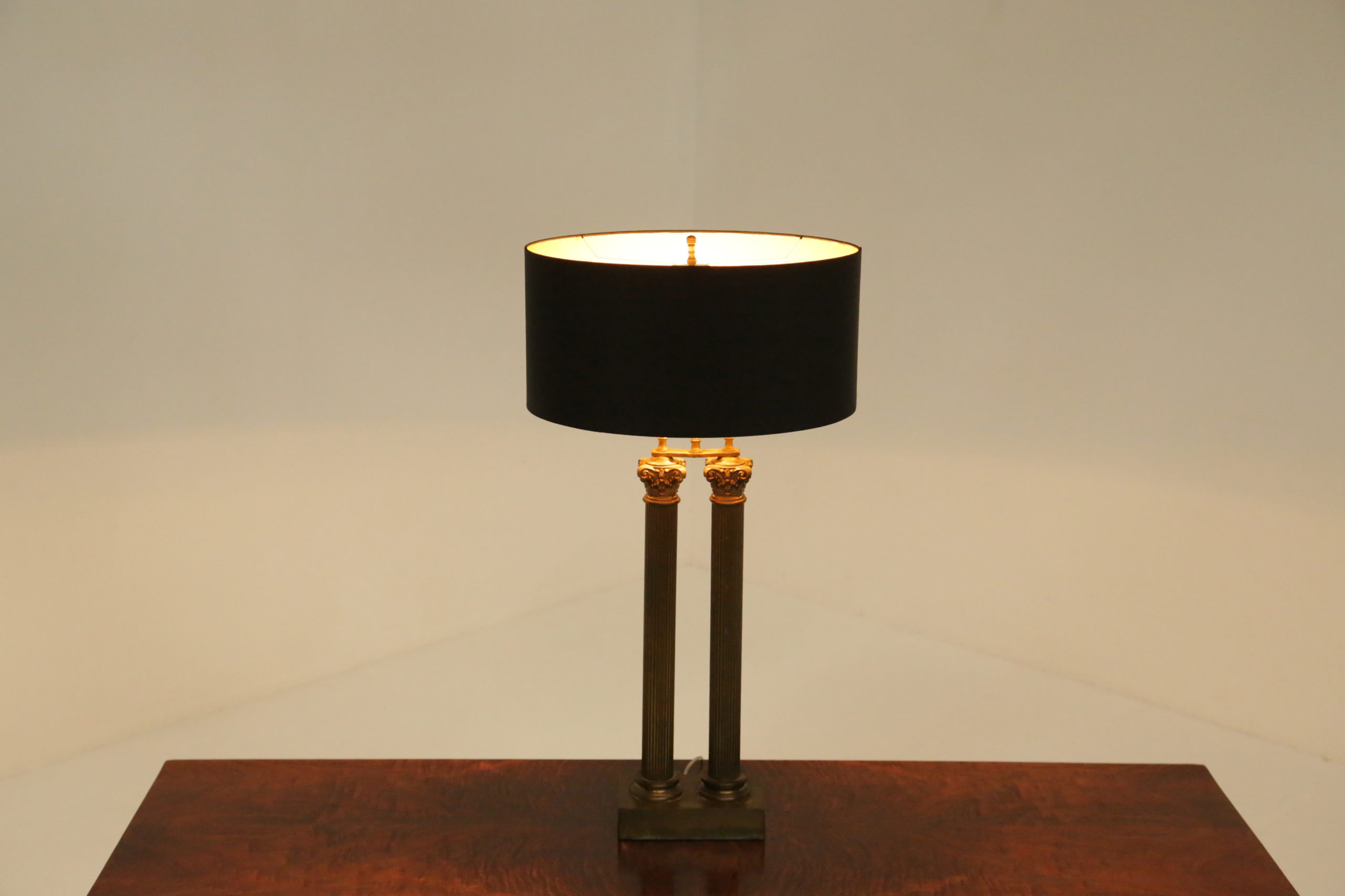 Victorian Brass Double Column Library Table Lamps The Vintage Hub